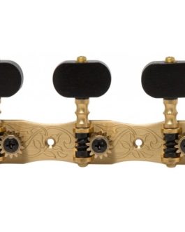 GOTOH® 35G1800 MACHINE HEADS CLASSIC GUITAR EBONY BUTTONS (1:14) POLISHED BRASS