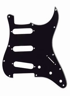 PICKGUARD STRAT STANDARD SSS 11 HOLES US POTS 3 PLY BLACK (2.4mm)