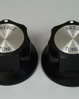 TREBLE/BASS TONE KNOB (2) BLACK SILVER TOP FOR RICKENBAKER*