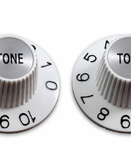 “WITCH HAT” TONE KNOBS INCH WHITE/SILVER (2pcs)