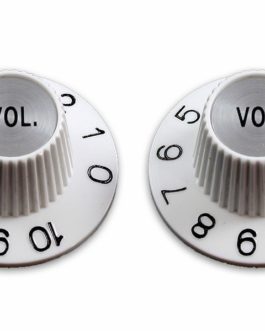 “WITCH HAT” VOLUME KNOBS INCH WHITE/SILVER (2pcs)